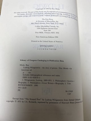 Ludwig Wittgenstein The Duty of Genius