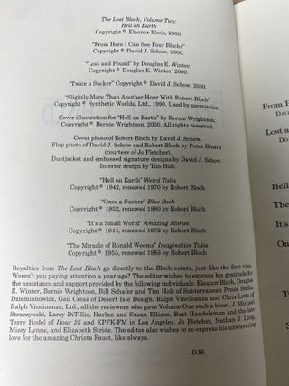 Hell on Earth. The Lost Bloch Volume Two